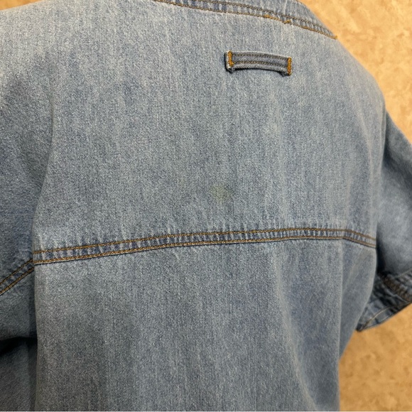 VTG 80s 90s Light Wash Blue Jean Denim Button Through Romper - Picture 4 of 10